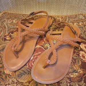 Almost New Anabel Universal Thread Braided Thong Sandals Brown Cognac 6.5W